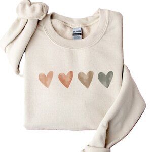 Neutral Watercolor Heart Sweatshirt for Women Heart Lover Gift